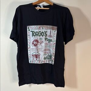 Black T-Shirt with Torgo's Pizza Graphic NWOT